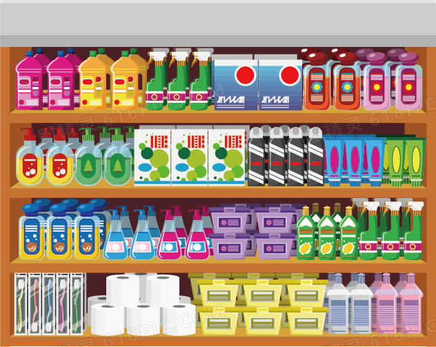 超市貨架矢量圖